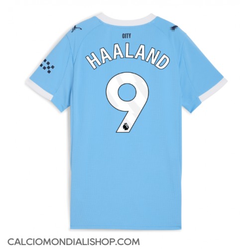 Maglie da calcio Manchester City Erling Haaland #9 Prima Maglia Femminile 2025-26 Manica Corta